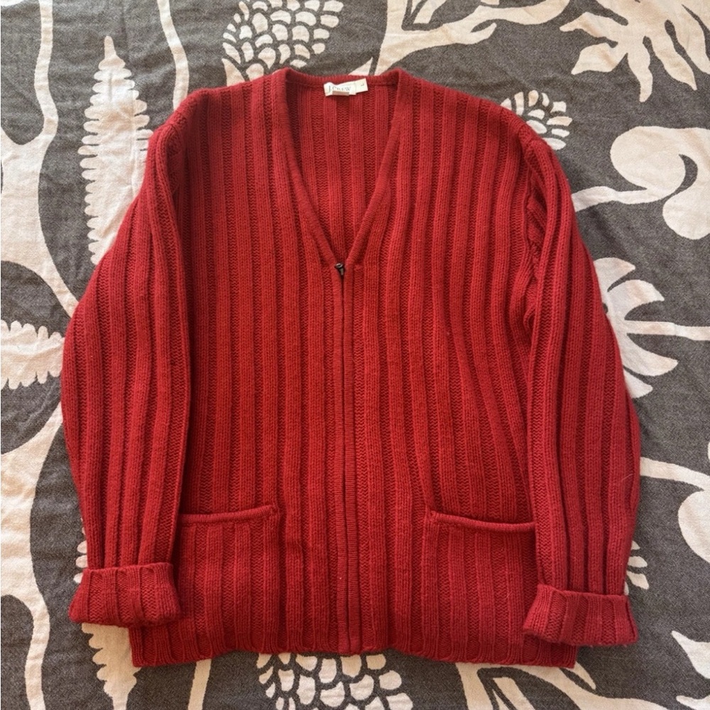 Extremely Rare J•Crew Zip Up Cardigan in Cherry  Red